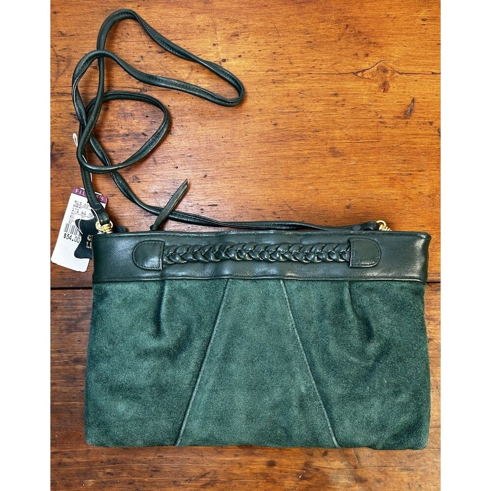 Vintage Green Leather Suede Purse Crossbody Bag NWT!